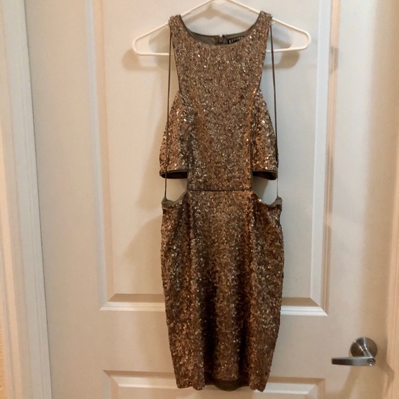 Express Dresses & Skirts - Express Rose Gold Glitter/ Sequin NYE Dress